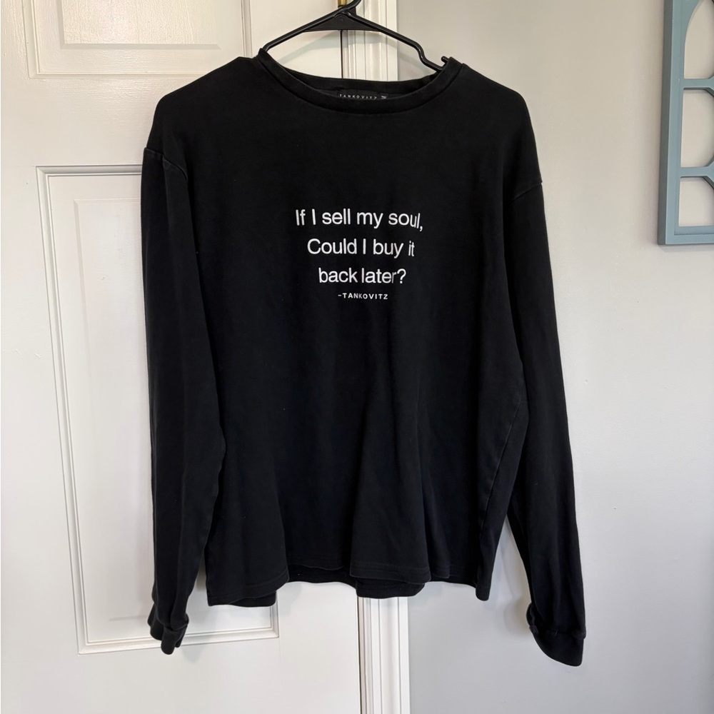 Tankovitz Black Long Sleeve Graphic Tee - "If I sell my soul" - Picture 1 of 4